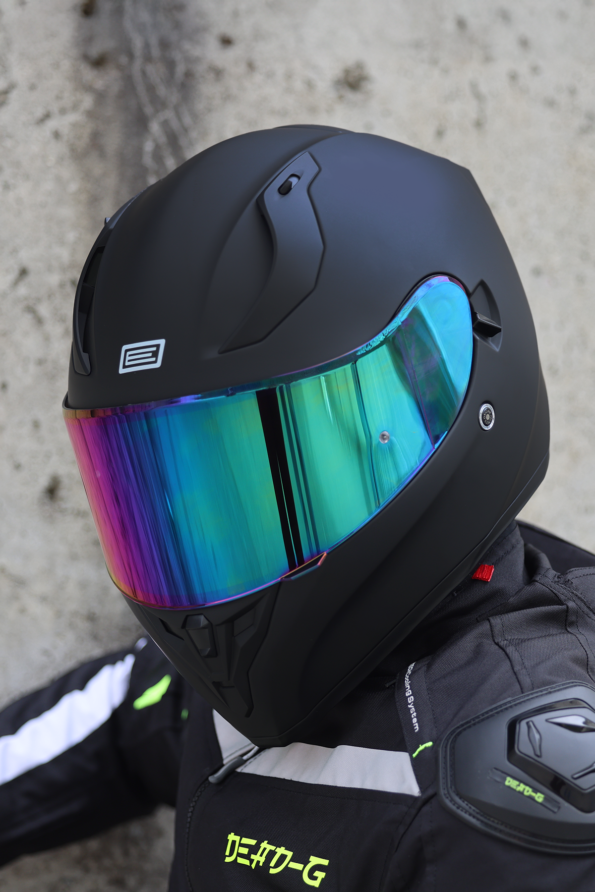 Origine Strada Mat Siyah Güneş Vizörlü Kask Gökkuşağı Camlı 2XL