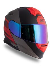 Origine Delta Row Mat Titanyum-Siyah-Kırmızı Güneş Vizörlü Çene Açılır Kask Gökkuşağı Camlı S