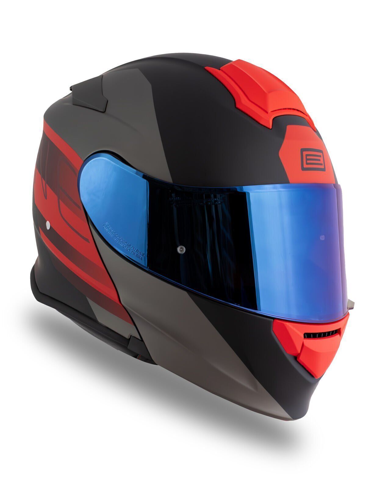 Origine Delta Row Mat Titanyum-Siyah-Kırmızı Güneş Vizörlü Çene Açılır Kask Mavi Camlı XL