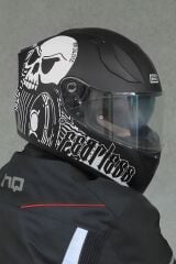 Origine Strada Fearless Mat Siyah-Beyaz Güneş Vizörlü Kask Şeffaf Camlı S