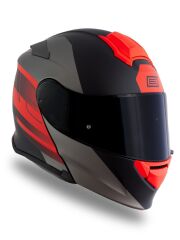 Origine Delta Row Mat Titanyum-Siyah-Kırmızı Güneş Vizörlü Çene Açılır Kask Siyah Camlı 2XL