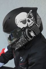 Origine Strada Fearless Mat Siyah-Beyaz Güneş Vizörlü Kask Şeffaf Camlı XL