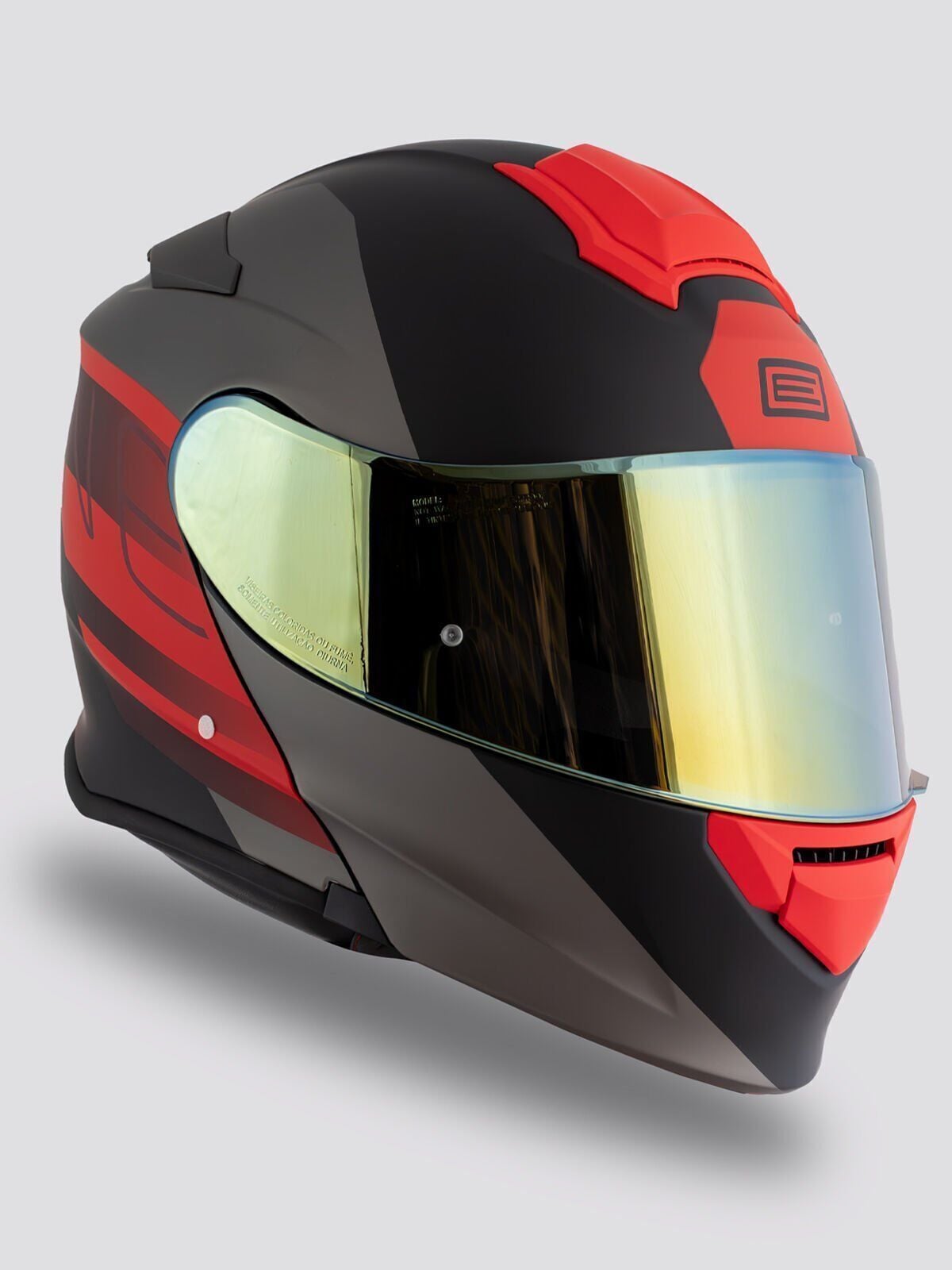 Origine Delta Row Mat Titanyum-Siyah-Kırmızı Güneş Vizörlü Çene Açılır Kask Sarı Camlı M