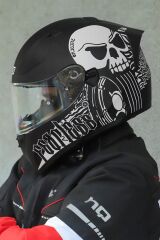 Origine Strada Fearless Mat Siyah-Beyaz Güneş Vizörlü Kask Şeffaf Camlı 2XL