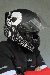 Origine Strada Fearless Mat Siyah-Beyaz Güneş Vizörlü Kask Şeffaf Camlı 2XL