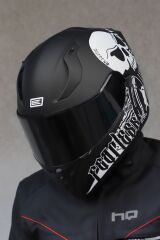 Origine Strada Fearless Mat Siyah-Beyaz Güneş Vizörlü Kask Siyah Camlı XS