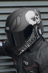 Origine Strada Fearless Mat Siyah-Beyaz Güneş Vizörlü Kask Siyah Camlı 2XL