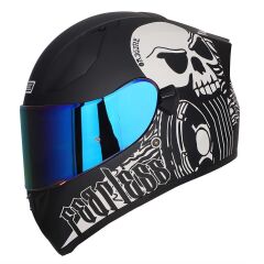 Origine Strada Fearless Mat Siyah-Beyaz Güneş Vizörlü Kask Gökkuşağı Camlı M