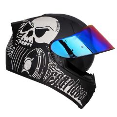 Origine Strada Fearless Mat Siyah-Beyaz Güneş Vizörlü Kask Gökkuşağı Camlı XL