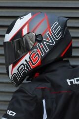 Origine Strada Competition Beyaz-Kırmızı-Siyah Güneş Vizörlü Kask Gri Camlı XL