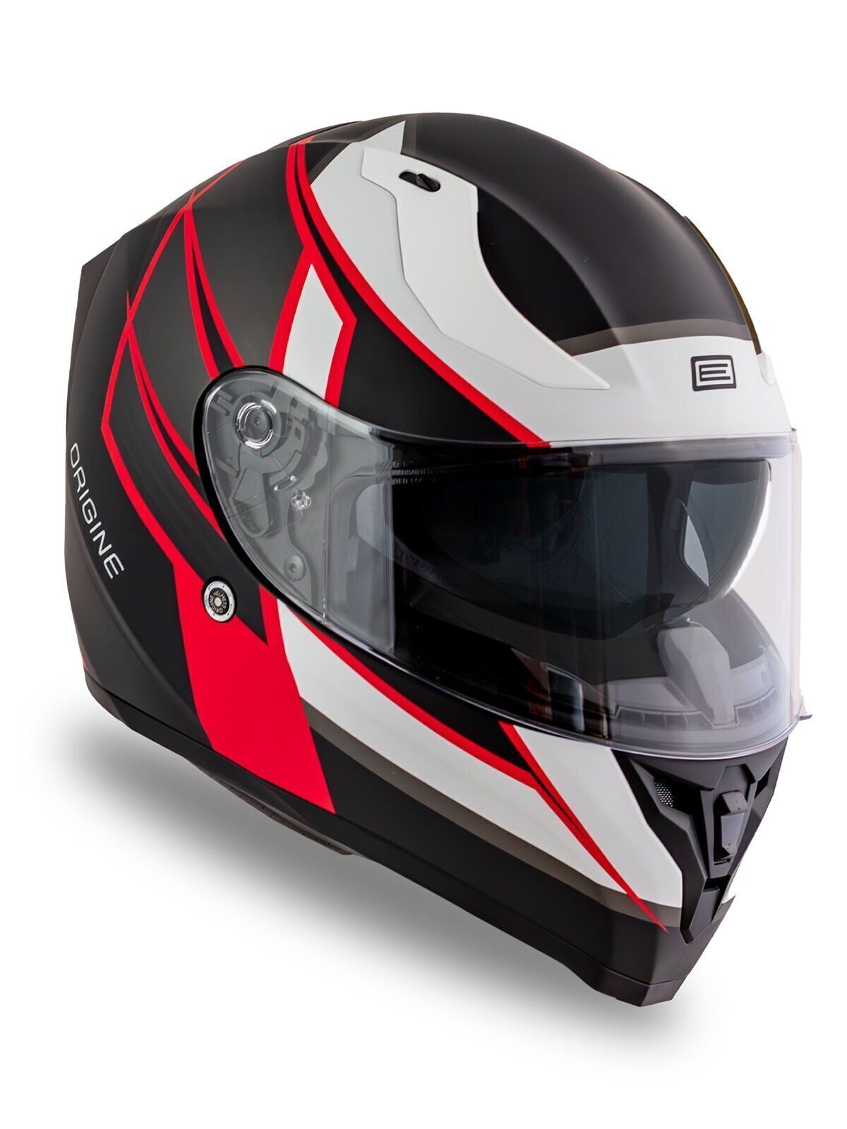 Origine Strada Competition Beyaz-Kırmızı-Siyah Güneş Vizörlü Kask Şeffaf Camlı 2XL
