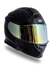 Origine Delta Basic Parlak Siyah Güneş Vizörlü Çene Açılır Kask Sarı Camlı XL