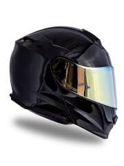 Origine Delta Basic Parlak Siyah Güneş Vizörlü Çene Açılır Kask Sarı Camlı XL