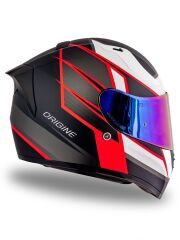 Origine Strada Competition Beyaz-Kırmızı-Siyah Güneş Vizörlü Kask Gökkuşağı Camlı XL