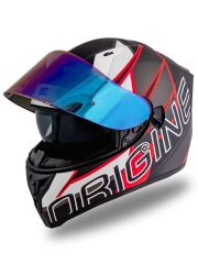 Origine Strada Competition Beyaz-Kırmızı-Siyah Güneş Vizörlü Kask Gökkuşağı Camlı 2XL