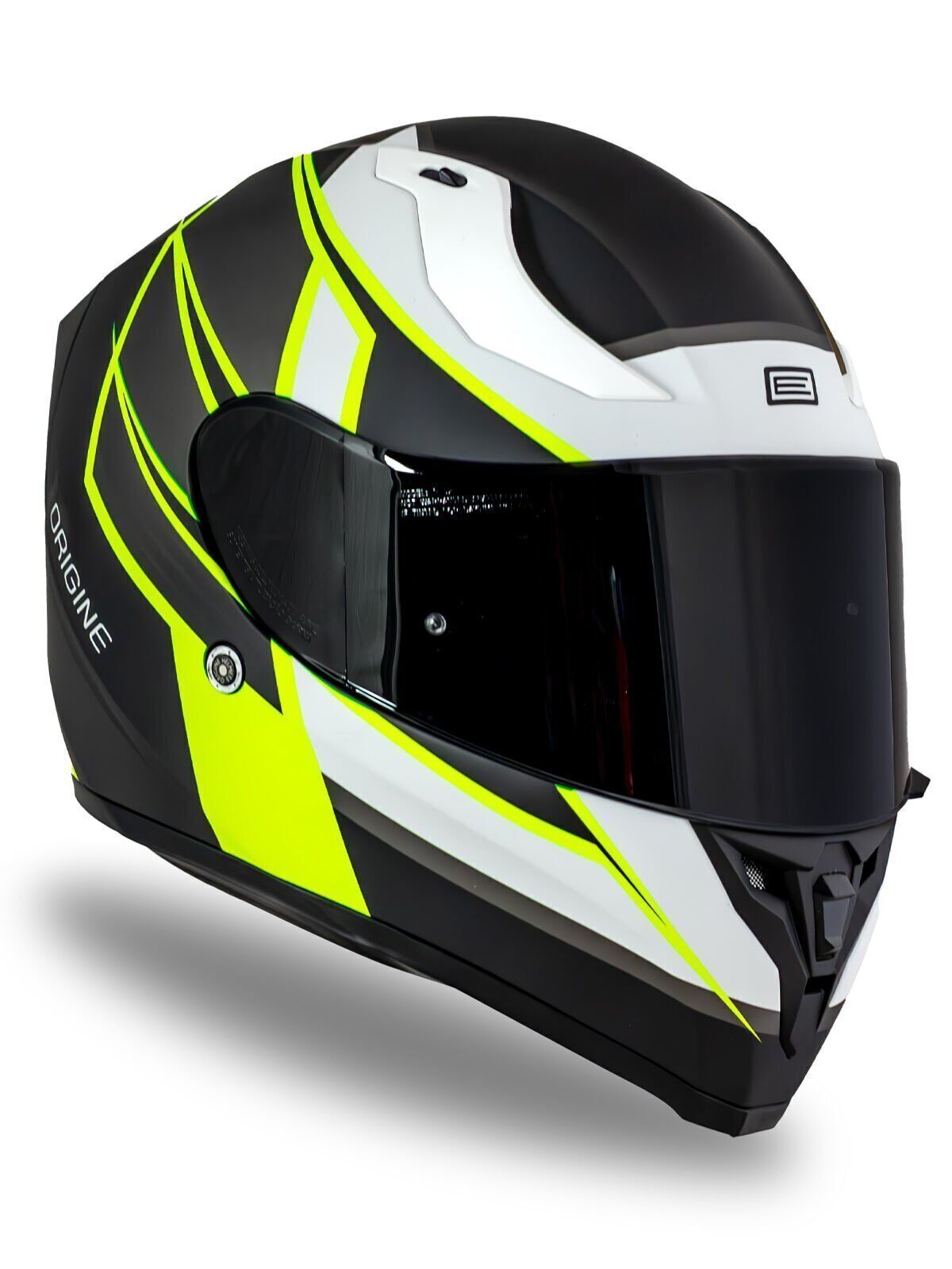 Origine Strada Competition Beyaz-Sarı-Siyah Güneş Vizörlü Kask Siyah Camlı 2XL