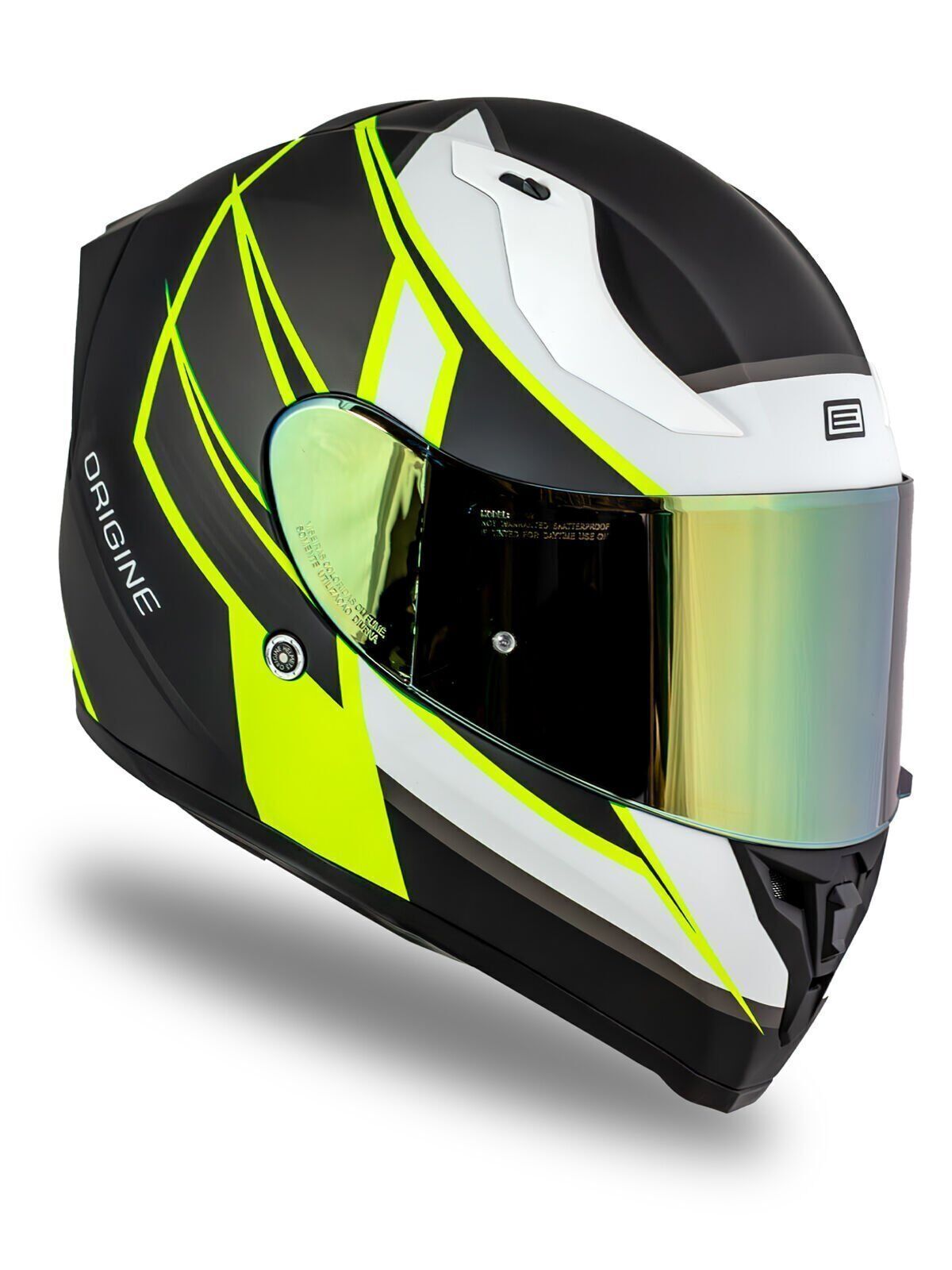 Origine Strada Competition Beyaz-Sarı-Siyah Güneş Vizörlü Kask Sarı Camlı 2XL