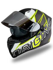 Origine Strada Competition Beyaz-Sarı-Siyah Güneş Vizörlü Kask Gri Camlı 2XL