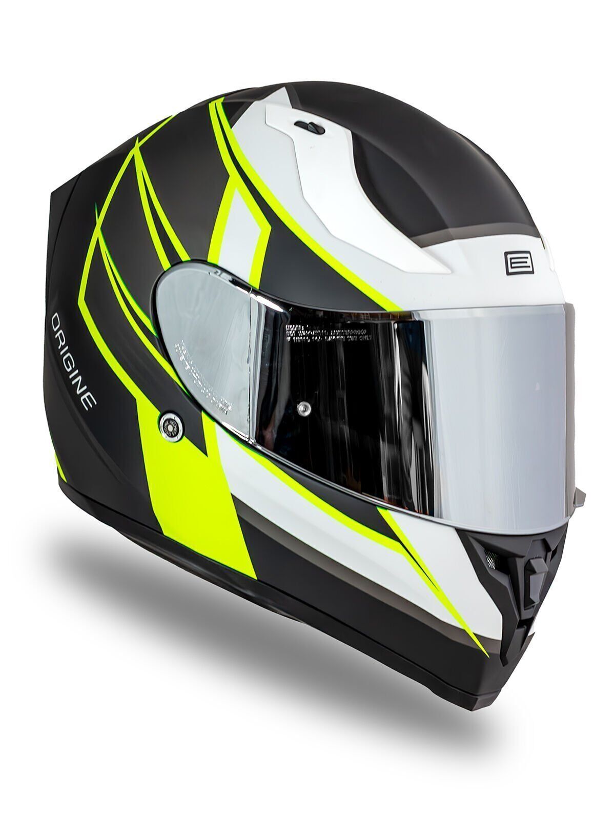 Origine Strada Competition Beyaz-Sarı-Siyah Güneş Vizörlü Kask Gri Camlı 2XL