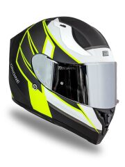 Origine Strada Competition Beyaz-Sarı-Siyah Güneş Vizörlü Kask Gri Camlı 2XL