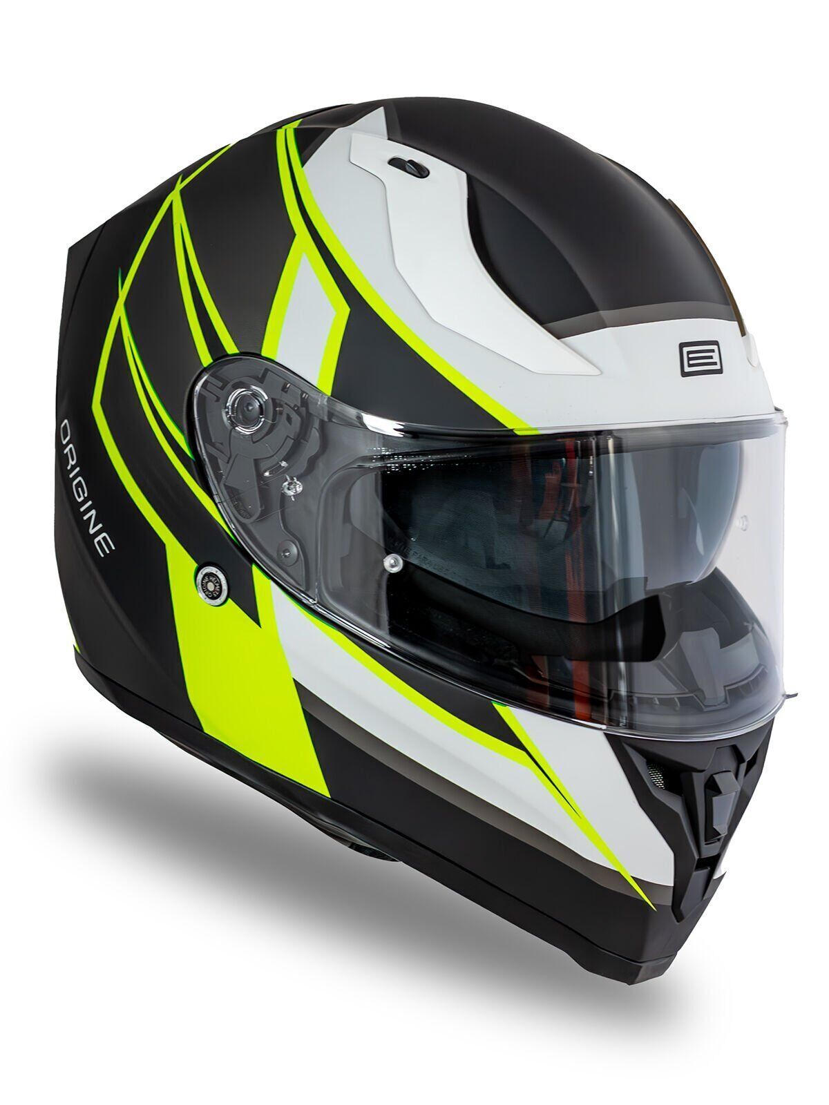 Origine Strada Competition Beyaz-Sarı-Siyah Güneş Vizörlü Kask Şeffaf Camlı 2XL