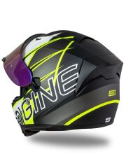 Strada Competition Beyaz-Sarı-Siyah Güneş Vizörlü Kask Gökkuşağı Camlı XS