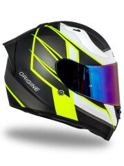 Strada Competition Beyaz-Sarı-Siyah Güneş Vizörlü Kask Gökkuşağı Camlı XL