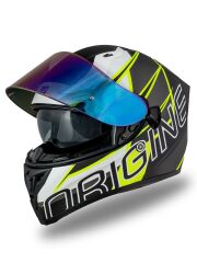 Strada Competition Beyaz-Sarı-Siyah Güneş Vizörlü Kask Gökkuşağı Camlı 2XL