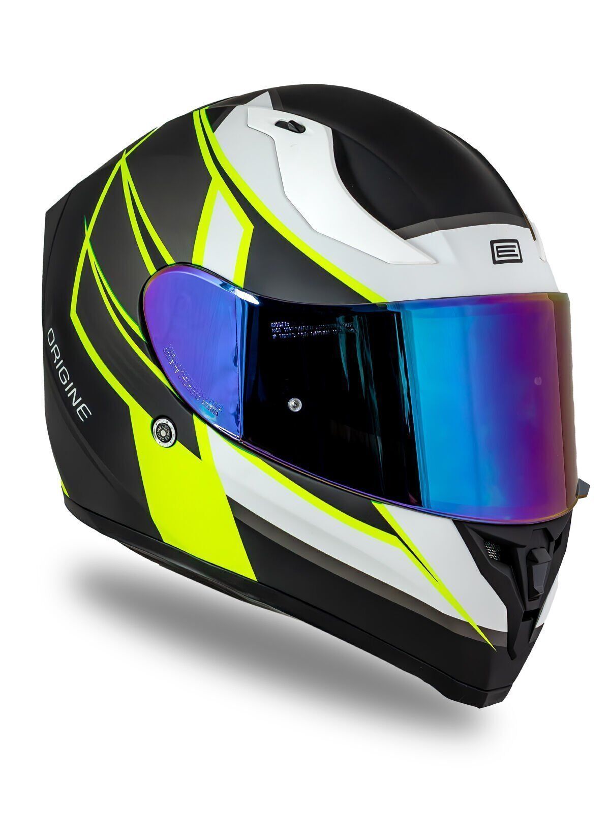 Strada Competition Beyaz-Sarı-Siyah Güneş Vizörlü Kask Gökkuşağı Camlı 2XL