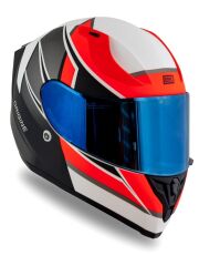 Origine Strada Competition Mat Siyah-Turuncu-Beyaz Güneş Vizörlü Kask Mavi Camlı M