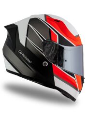 Origine Strada Competition Mat Siyah-Turuncu-Beyaz Güneş Vizörlü Kask Gri Camlı S