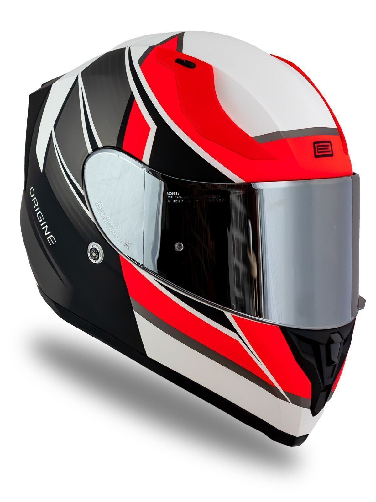 Origine Strada Competition Mat Siyah-Turuncu-Beyaz Güneş Vizörlü Kask Gri Camlı L