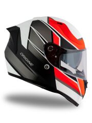 Origine Strada Competition Mat Siyah-Turuncu-Beyaz Güneş Vizörlü Kask Şeffaf Camlı XS