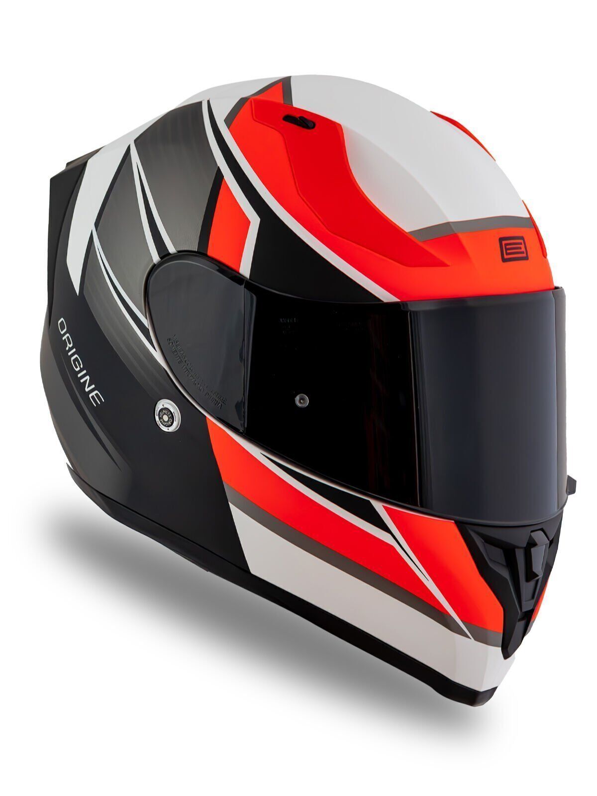 Origine Strada Competition Mat Siyah-Turuncu-Beyaz Güneş Vizörlü Kask Siyah Camlı L
