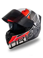 Origine Strada Competition Mat Siyah-Turuncu-Beyaz Güneş Vizörlü Kask Siyah Camlı 2XL