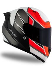 Origine Strada Competition Mat Siyah-Turuncu-Beyaz Güneş Vizörlü Kask Siyah Camlı 2XL