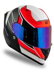 Origine Strada Competition Mat Siyah-Turuncu-Beyaz Güneş Vizörlü Kask Gökkuşağı Camlı L