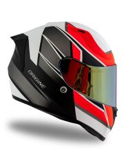 Origine Strada Competition Mat Siyah-Turuncu-Beyaz Güneş Vizörlü Kask Sarı Camlı 2XL