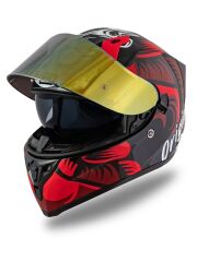 Origine Strada Hardcore Siyah-Kırmızı-Beyaz Güneş Vizörlü Kask Sarı Camlı L