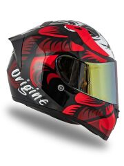 Origine Strada Hardcore Siyah-Kırmızı-Beyaz Güneş Vizörlü Kask Sarı Camlı XL