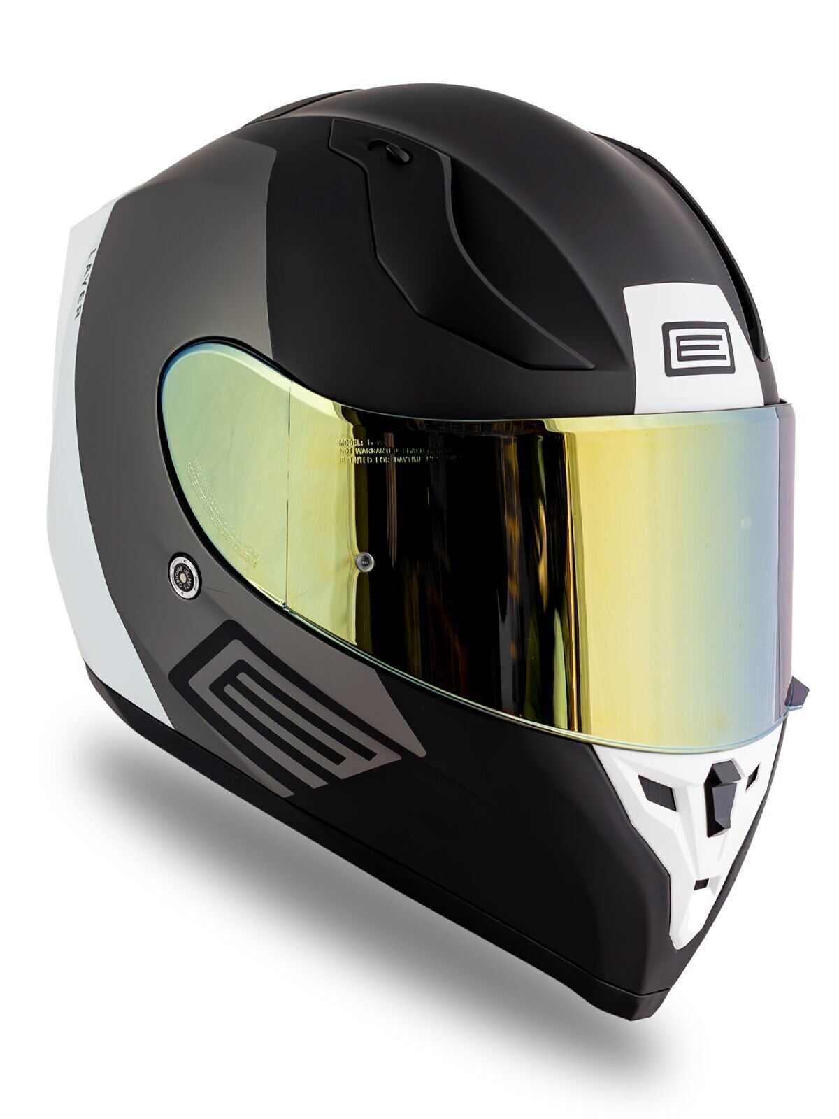 Origine Strada Layer Mat Siyah-Titanyum-Beyaz Güneş Vizörlü Kask Sarı Camlı S