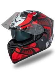 Origine Strada Hardcore Siyah-Kırmızı-Beyaz Güneş Vizörlü Kask Şeffaf Camlı 2XL