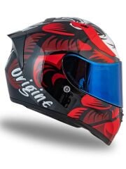 Origine Strada Hardcore Siyah-Kırmızı-Beyaz Güneş Vizörlü Kask Mavi Camlı S