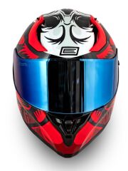 Origine Strada Hardcore Siyah-Kırmızı-Beyaz Güneş Vizörlü Kask Mavi Camlı 2XL