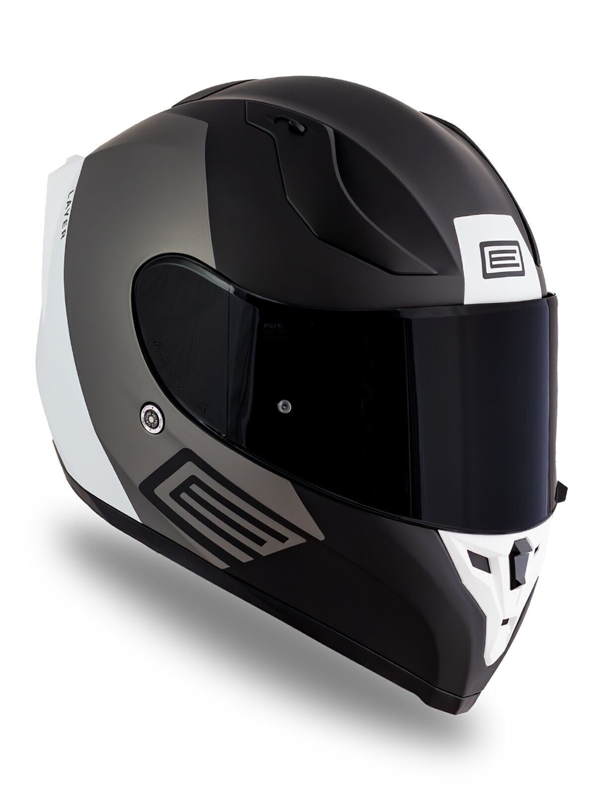 Origine Strada Layer Mat Siyah-Titanyum-Beyaz Güneş Vizörlü Kask Siyah Camlı L