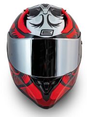 Origine Strada Hardcore Siyah-Kırmızı-Beyaz Güneş Vizörlü Kask Gri Camlı XS