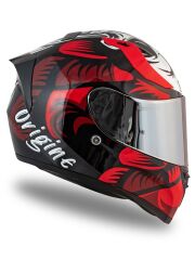 Origine Strada Hardcore Siyah-Kırmızı-Beyaz Güneş Vizörlü Kask Gri Camlı XS