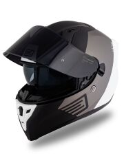 Origine Strada Layer Mat Siyah-Titanyum-Beyaz Güneş Vizörlü Kask Siyah Camlı XL