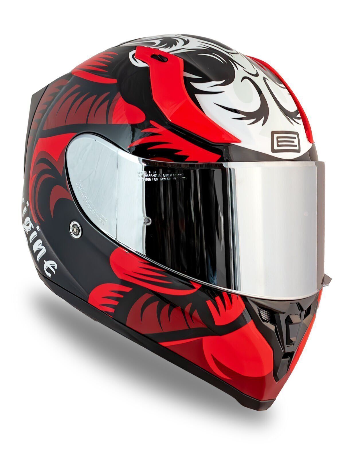 Origine Strada Hardcore Siyah-Kırmızı-Beyaz Güneş Vizörlü Kask Gri Camlı XL