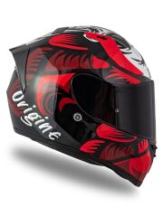 Origine Strada Hardcore Siyah-Kırmızı-Beyaz Güneş Vizörlü Kask Siyah Camlı S